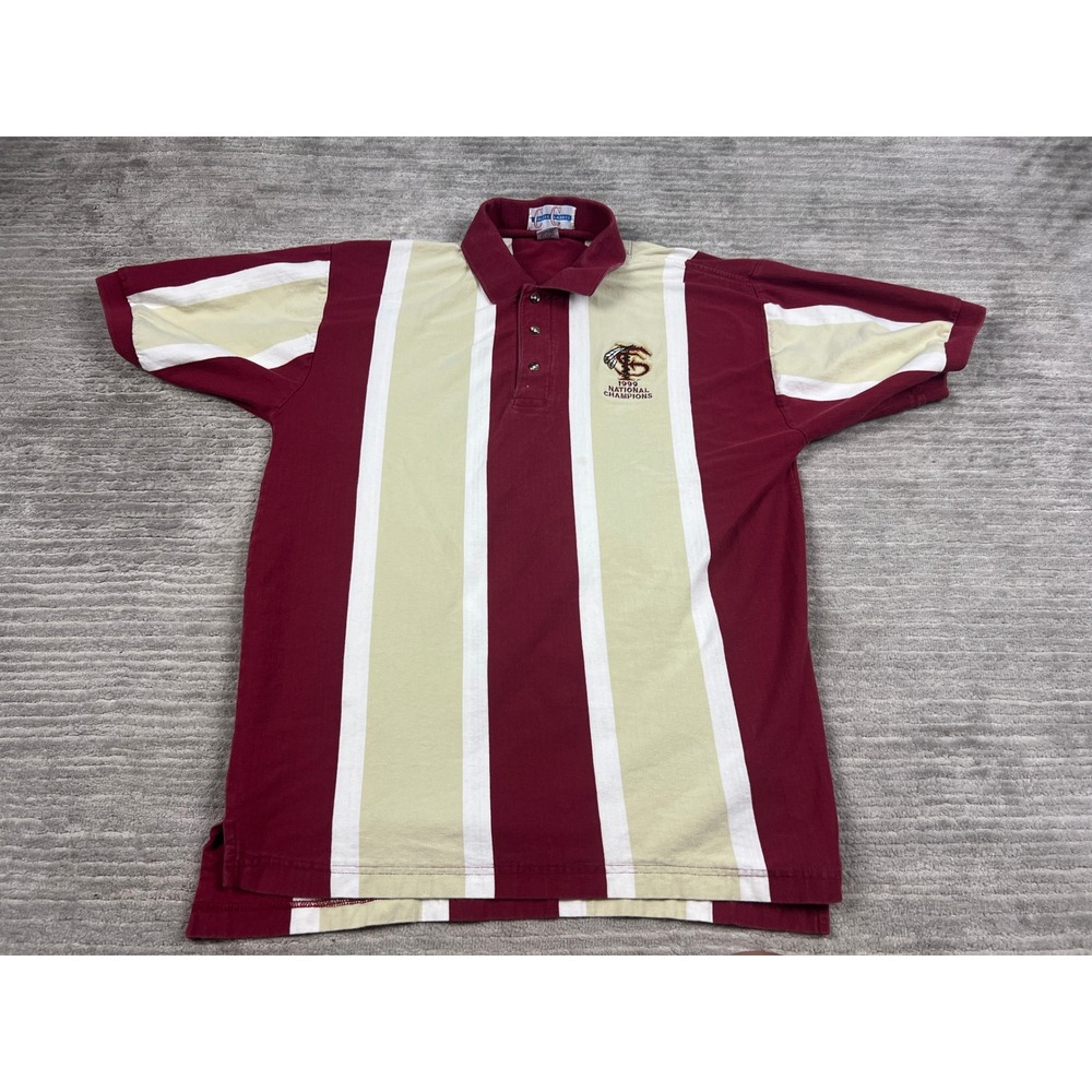 College Classics Polo Mens M Garnet FSU 1999 National Champions Striped Vintage